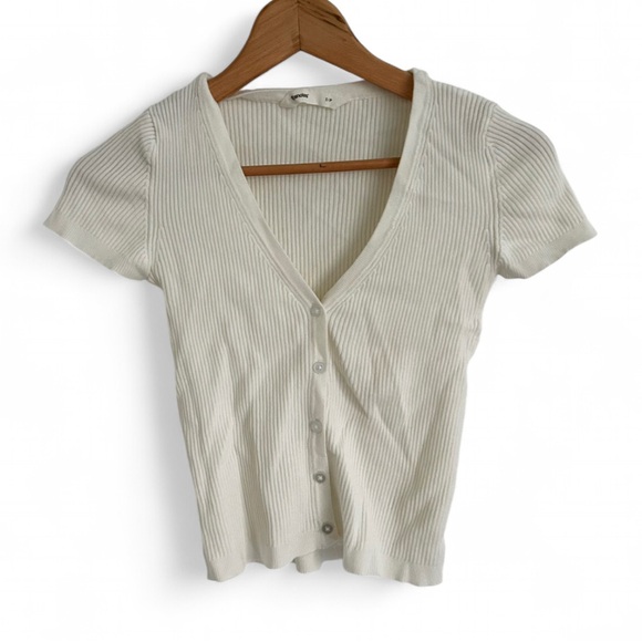 Bluenotes Cream Ribbed Button-Down Top - Picture 1 of 2
